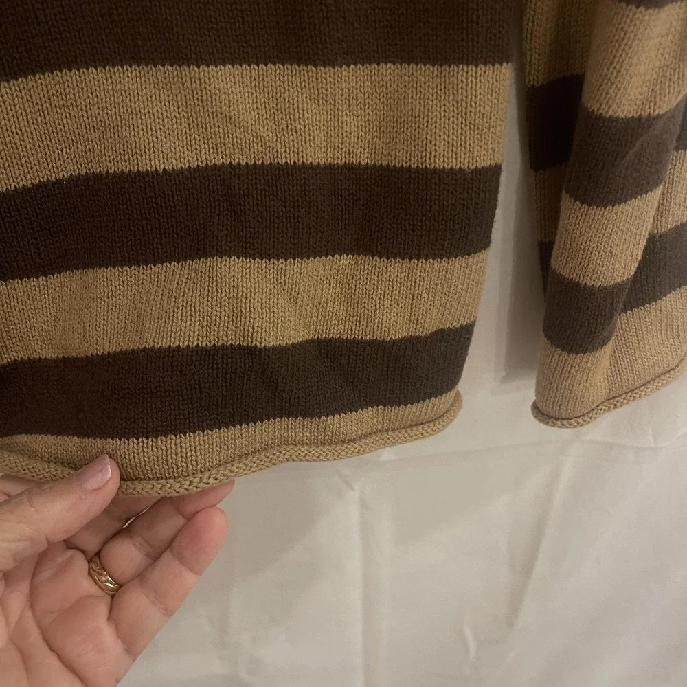 VTG Calvin Klein Jeans Sweater Women's XL Brown‎ Striped LONG Cowl Neck WGAGN36